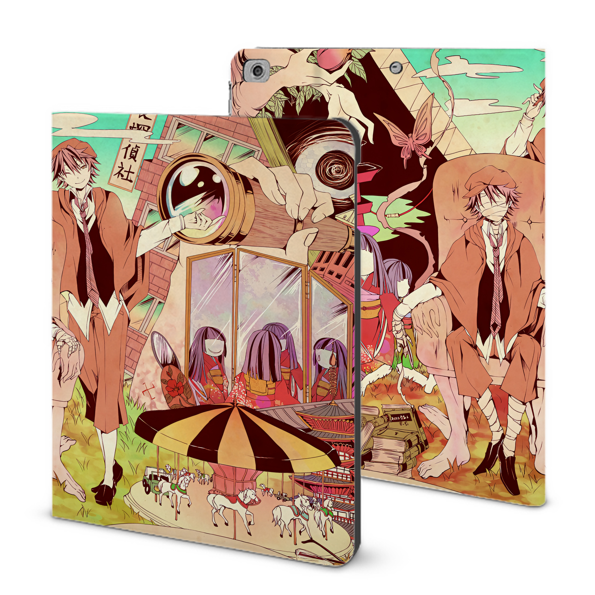 （画像用） 文豪ストレイドッグス Bungo Stray Dogs IPad ケース ブック型 PUレザー TPU 耐衝撃 軽量 薄型 ペン収納なし 全面保護 IPad 各モデル対応